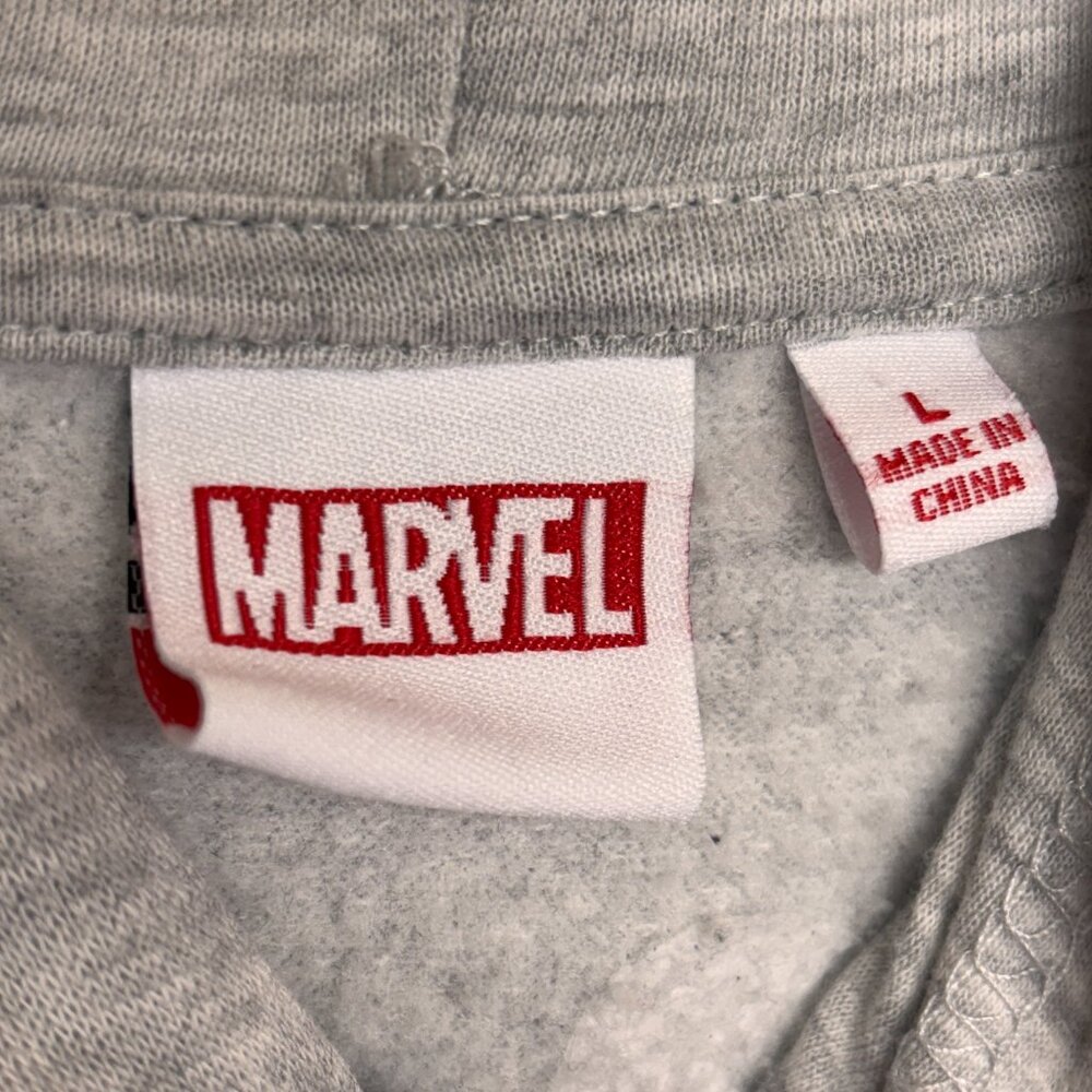 Marvel Comics Gray Hooded Sweatshirt with Graphics on Arms Men's Size Large - Picture 8 of 8